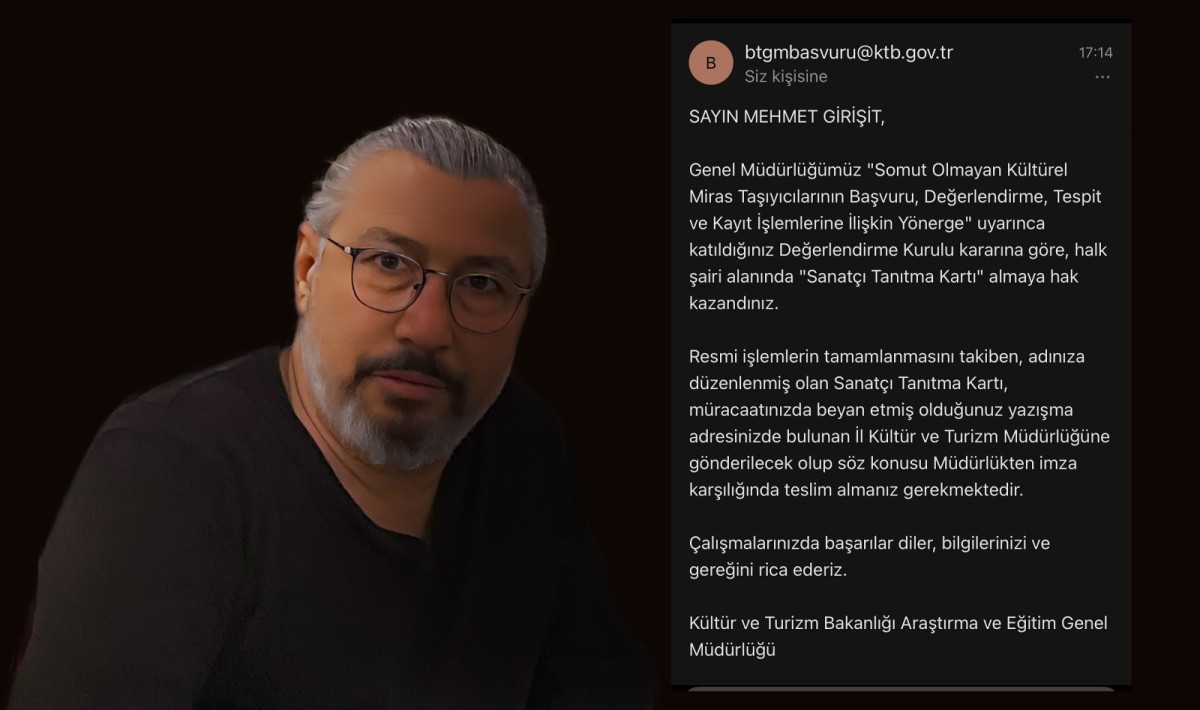 Şair Mehmet Girişit’e Kültür Ve Turizm Bakanlığından Sanatçı Kartı Verildi